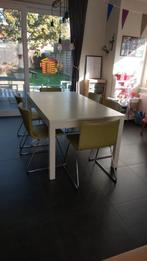 Eettafel uitschuifbaar wit 6-10 personen, Huis en Inrichting, Tafels | Eettafels, Ophalen, Gebruikt, 50 tot 100 cm, Vijf personen of meer