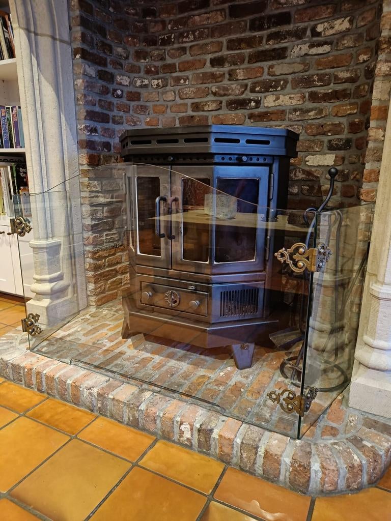 Haardscherm | vonkenscherm hittebestendig glas, Maison & Meubles, Poêles, Comme neuf, Autoportant, Enlèvement