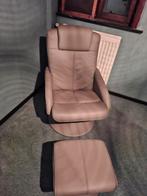 Grijze lederen relaxzetel met voetenbankje, Ophalen