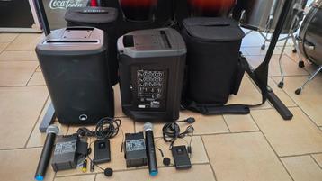 NIEUW! Complete set 2x Omnitronic Porty8 + 4 mics + 4 accu's beschikbaar voor biedingen