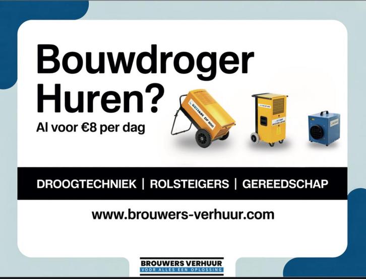Bouwdrogers te huur! Gratis levering* gekeurde machines, Doe-het-zelf en Bouw, Ventilatie en Afzuiging, Nieuw, Ventilator en Afzuiger