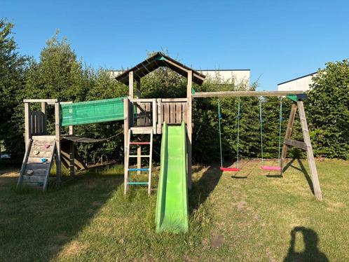 Speeltuig tuin, Kinderen en Baby's, Speelgoed | Buiten | Speeltoestellen, Gebruikt, Glijbaan, Klimtouw, Klimwand, Loopbrug, Schommel