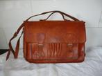 Ancien sac à main cartable en cuir naturel vintage sixties, Utilisé, Enlèvement ou Envoi