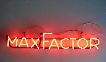 Vintage Max Factor (cosmétiques) - Publicité au néon, Envoi, Utilisé, Table lumineuse ou lampe (néon)