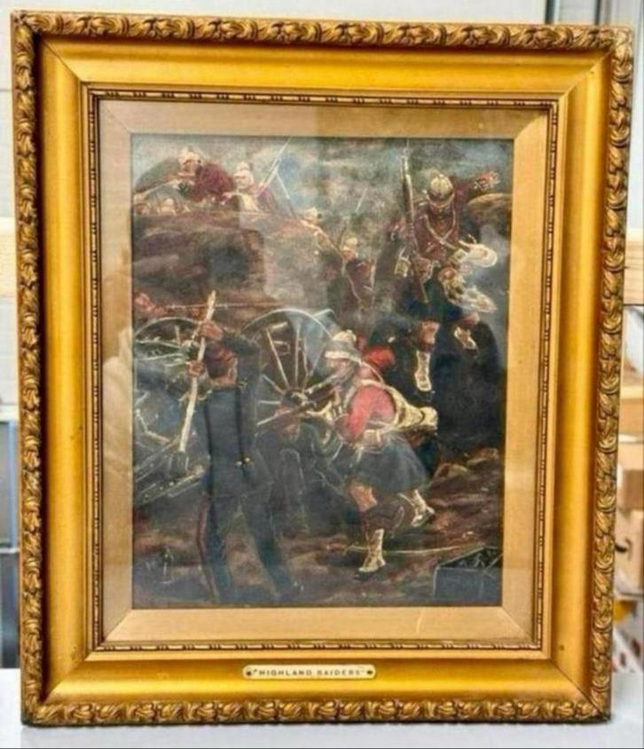 Richard Caton Woodville British 1856-1926 Highland Raiders, Antiek en Kunst, Kunst | Schilderijen | Klassiek, Ophalen of Verzenden