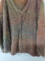 Gebreide trui met lange mouwen en V-hals, bruine kleuren., Enlèvement, Comme neuf