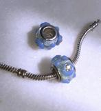 Murano Bedels voor bedelarmband lichtblauw met diamantjes en, Autres marques, Avec strass, Envoi, 2 ou 3 bracelets à breloques