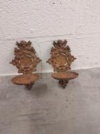 Set van twee Gietijzeren muurkandelaars engel, Antiek en Kunst, Ophalen