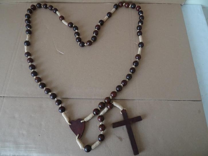 Grote rozenkrans antieke rozenkrans houten rozenkrans 125cm, Verzamelen, Religie, Zo goed als nieuw, Christendom | Katholiek, Overige typen