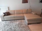 Grote lederen slaapbank / lederen hoeksalon, Ophalen, Beige, Zo goed als nieuw, Overige maten