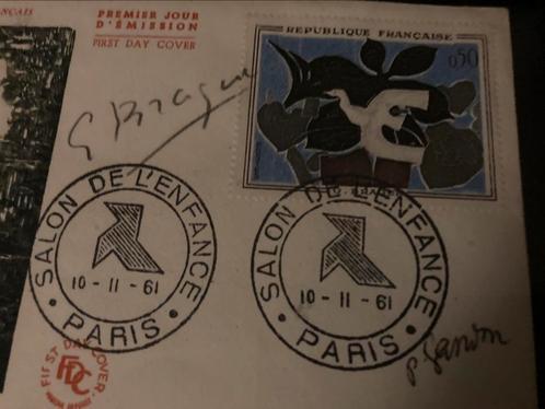 Enveloppe premier jour signé à la main Braque “Le messager”, Timbres & Monnaies, Timbres | Enveloppes premier jour, Décrit