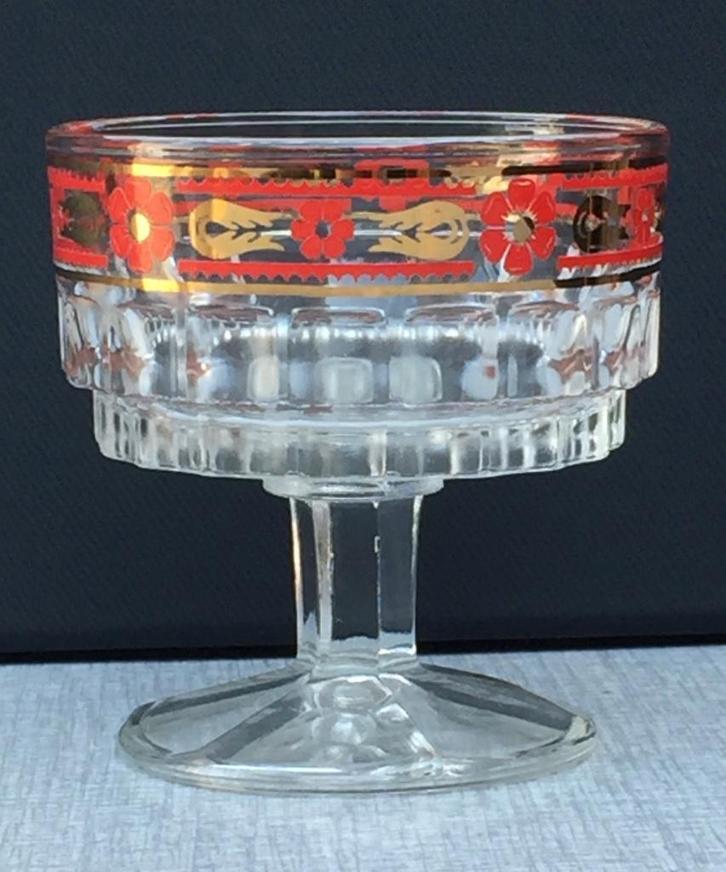 set/10 glazen schaaltjes op voet voor zeevruchten, Verzamelen, Retro, Huis en Inrichting, Ophalen of Verzenden