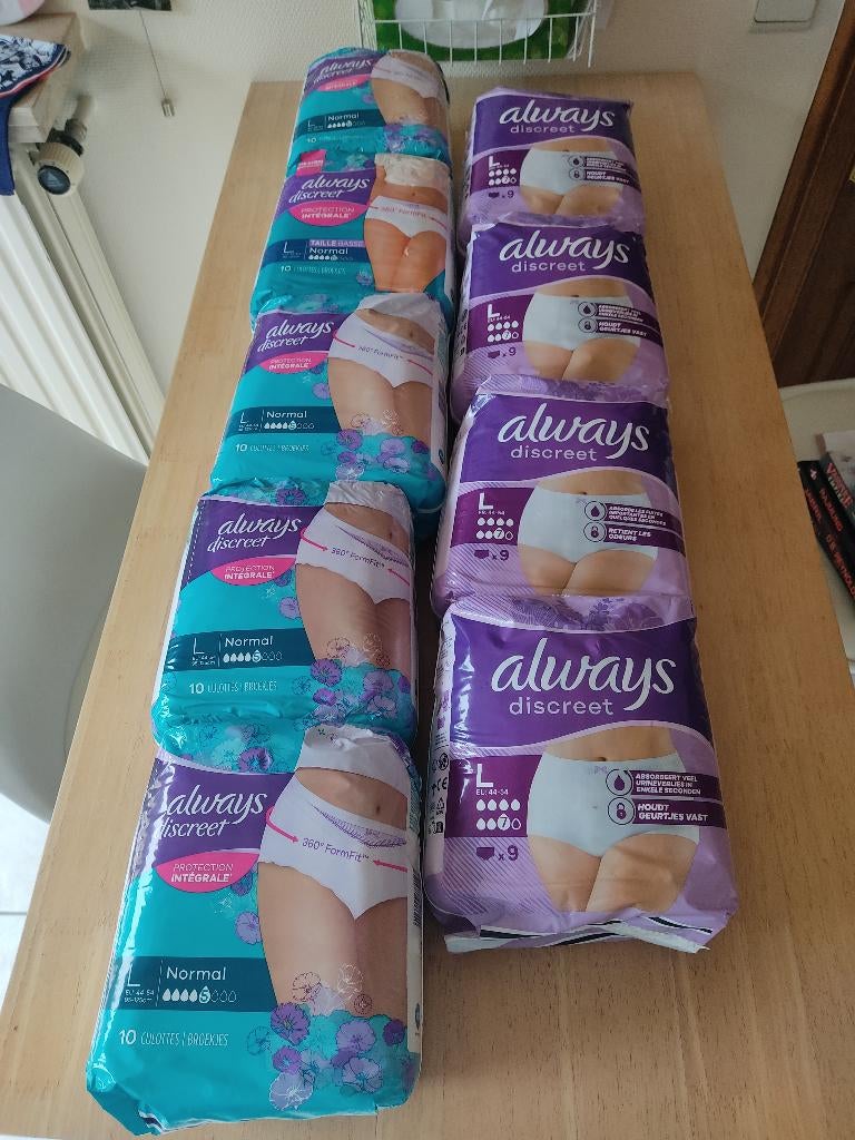Nieuw. 9 pakken always discreet broekjes. Maat large ., Diversen, Verpleegmiddelen, Nieuw, Ophalen