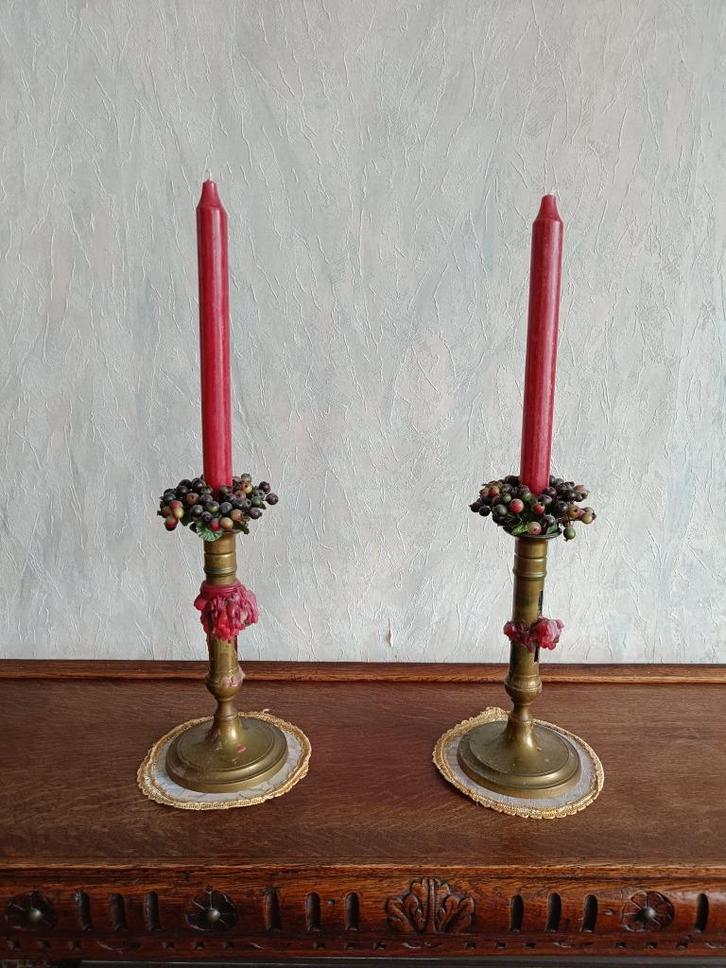 Set antieke schuifkandelaars, Antiek en Kunst, Antiek | Glaswerk en Kristal, Ophalen