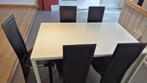 Tafel + zwarte stoelen, Ophalen, Gebruikt