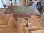 houten bijzettafel met lederen inleg., Antiek en Kunst, Antiek | Meubels | Tafels, Ophalen