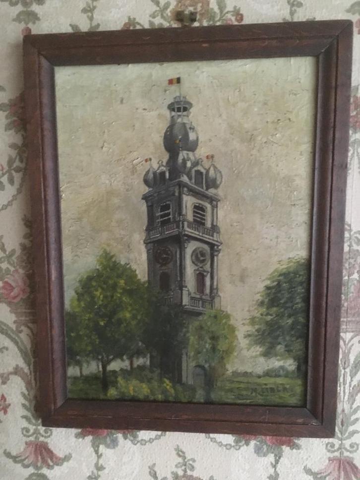 Tableau du Beffroi de Mons, Antiek en Kunst, Kunst | Schilderijen | Klassiek, Ophalen of Verzenden