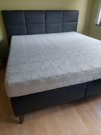 Boxspring Karlsson vlak met hoofdbord 180x200, Huis en Inrichting, Slaapkamer | Boxsprings, Ophalen, Zwart, Tweepersoons, Zo goed als nieuw