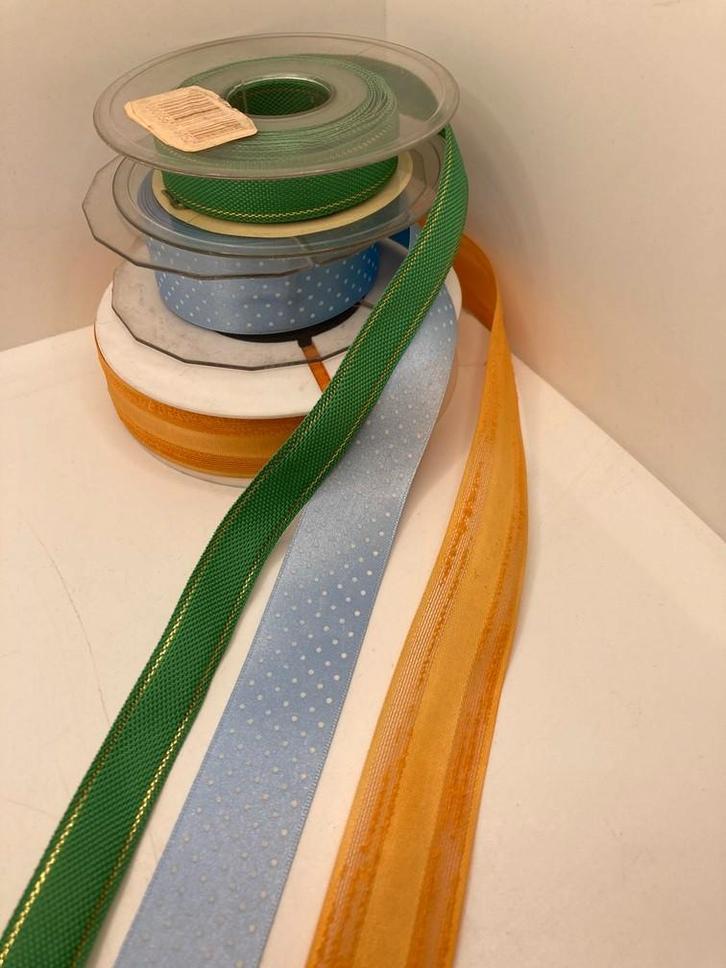 LINT ORANJE, LT.BLAUW EN GROEN 16 en 25 MM NIEUW, Hobby en Vrije tijd, Naaien en Fournituren, Nieuw, Lint, Band of Elastiek, Ophalen of Verzenden
