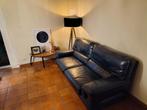 Blauwe leren zetel 2 pers, Ophalen, Gebruikt, Tweepersoons, Leer