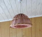 Rotan luster met Vichy lampenkap, Ophalen, Gebruikt, Stof