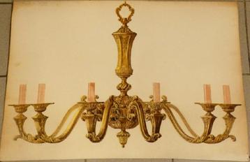 groot ontwerp tekening van een luchter.  beschikbaar voor biedingen