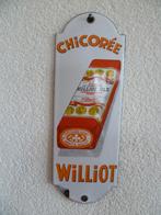EMAILLE DEURPOST BORDJE"CHICOREE WILLIOT"UIT JAREN 30, Ophalen of Verzenden, Gebruikt, Reclamebord