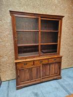 Massief houten buffetkast/vitrinekast 170cm (2delen), Huis en Inrichting, Kasten | Buffetkasten, Ophalen, Gebruikt