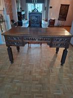 Antiek bureau + stoel massief hout, Ophalen