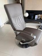 Leren relax elektrisch 2 motoren als nieuw, Huis en Inrichting, Fauteuils, Ophalen, Leer