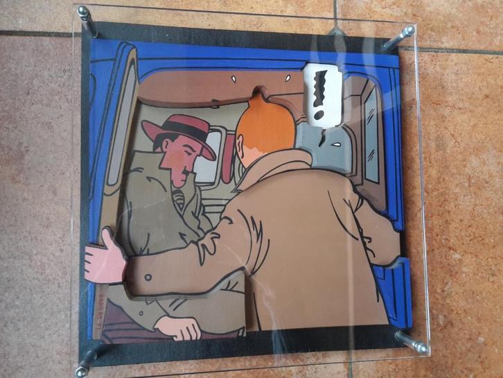 Tintin - huile sur bois relief - Signé Nicolas Babilas, Antiek en Kunst, Kunst | Schilderijen | Modern, Ophalen