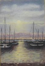 schilderij   Roger Depypere    Haven in avondzon, Antiek en Kunst, Ophalen