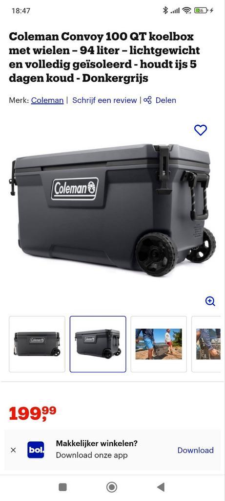 Splinternieuwe Colman coolbox 94 liter met wielen. Zit nog i, Watersport en Boten, Hengelsport | Algemeen, Ophalen of Verzenden