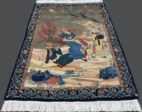 Authentiek Kashmar figuratief Perzisch tapijt, Echte figurat, Antiek en Kunst, Antiek | Tapijten, Tafelkleden en Textiel, Ophalen