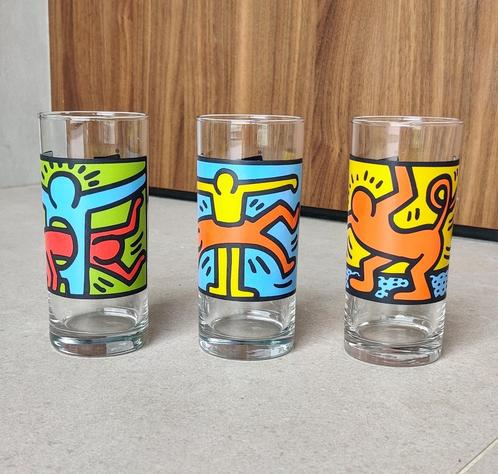 Set Keith Haring drinkglazen, Verzamelen, Glas en Drinkglazen, Zo goed als nieuw, Frisdrankglas, Ophalen of Verzenden