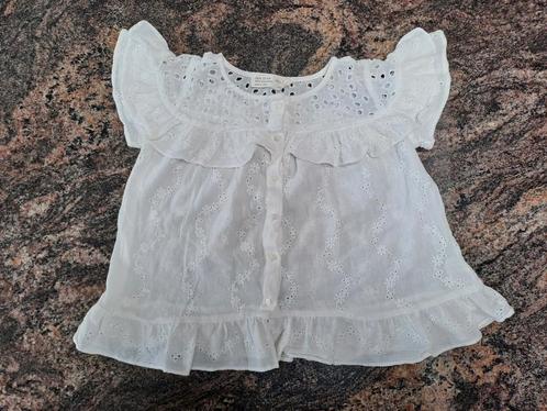 Mt 110 Wit kanten bloesje met korte mouwen, Kinderen en Baby's, Kinderkleding | Maat 110, Zo goed als nieuw, Meisje, Overhemd of Blouse