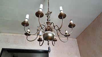 Vintage koperen hanglamp, 8 armen beschikbaar voor biedingen