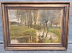 Huile sur toile paysage signe m te van biesbroeck, Antiek en Kunst, Ophalen of Verzenden