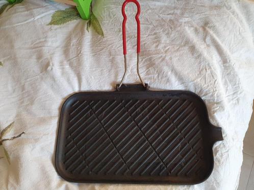 Le Creuset grilpan gietijzer 36x20 zwart inklapbaar handvat, Huis en Inrichting, Keuken | Potten en Pannen, Gietijzer, Ophalen of Verzenden
