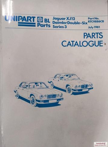 Parts Catalogue Jaguar XJ12, Daimler Double-Six series 3 RTC, Enlèvement ou Envoi