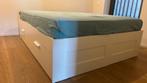 Ikea Brimnes wit 160x200 met 4 lades + lattenboden Leirsund, Huis en Inrichting, Ophalen, Wit, Tweepersoons, Zo goed als nieuw