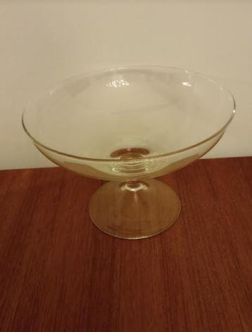 vintage glazen coupe, glas, fruitschaal, 19 cm diameter
