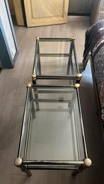 2 bijzettafel in metaal met glas., Ophalen, Gebruikt, 55 tot 75 cm, Glas