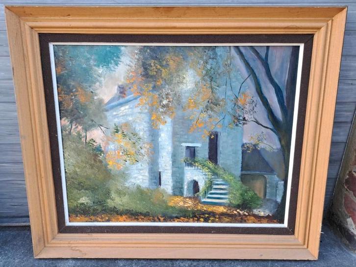 huile sur panneau maison signe Léon van den bulcke, Antiquités & Art, Art | Peinture | Classique, Enlèvement ou Envoi