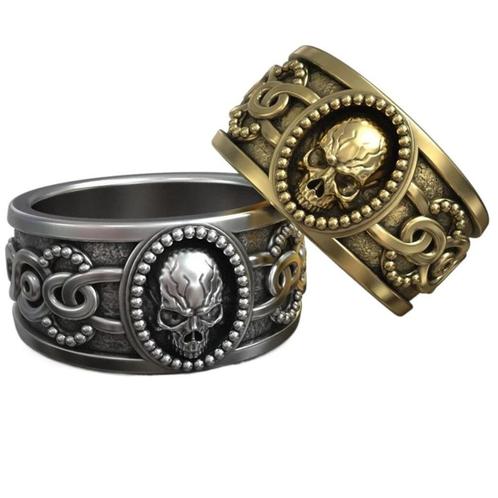 Prachtige Skull ring - 925 sterling Zilver, Bijoux, Sacs & Beauté, Bagues, Neuf, Femme ou Homme, Argent, Argent, Envoi