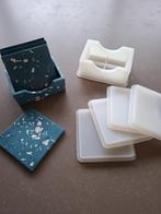 Siliconen mallen - houder + 4 vierkante coasters, Hobby en Vrije tijd, Ophalen, Gebruikt