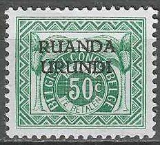 Ruanda-Urundi 1959 - Yvert 22TX - Takszegel - 50 c. (ZG), Postzegels en Munten, Postzegels | Afrika, Postfris, Verzenden