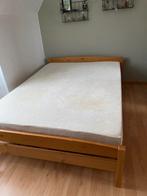 Bed met lattenbodem en tempur matras 145 cm, Maison & Meubles, Chambre à coucher | Lits, Autres dimensions, Comme neuf, Brun, Queen size