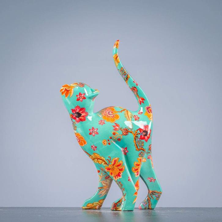 Chat dans le style Flower Power, Antiquités & Art, Curiosités & Brocante, Enlèvement ou Envoi