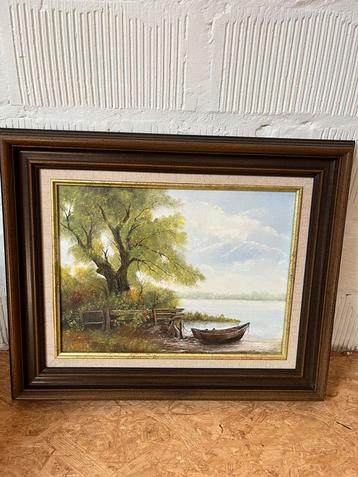 Schilderij in houten kader beschikbaar voor biedingen